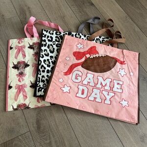 Homegoods TJMaxx Marshalls Coquette Cow, Leopard & Game Day Bags (Set of 3) NWOT